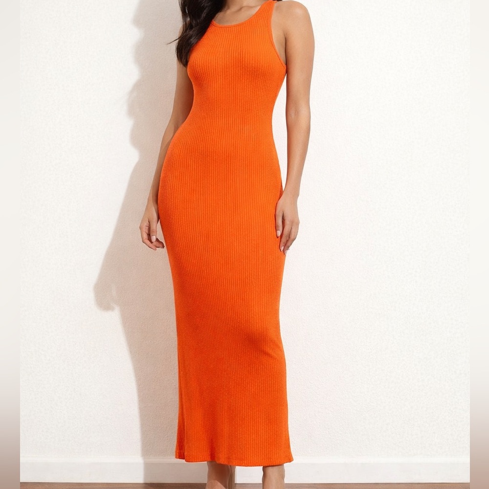 Zara Vibrant Orange Racer Tank Dress
